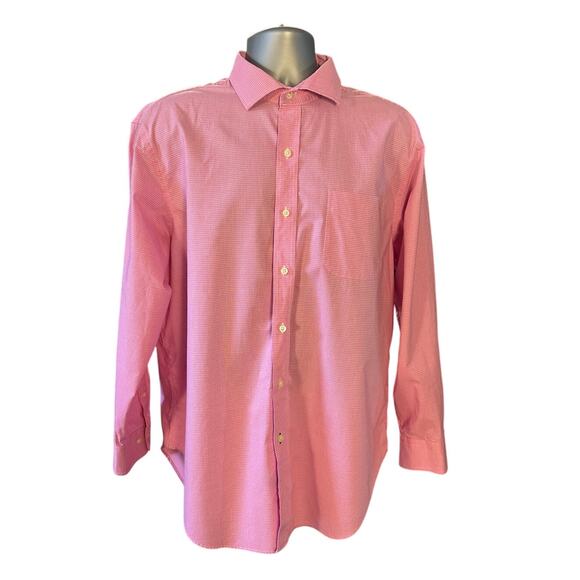 Lauren Ralph Lauren Classic Button Down Pink Checked Non-Iron Size 17.5 - Picture 1 of 8